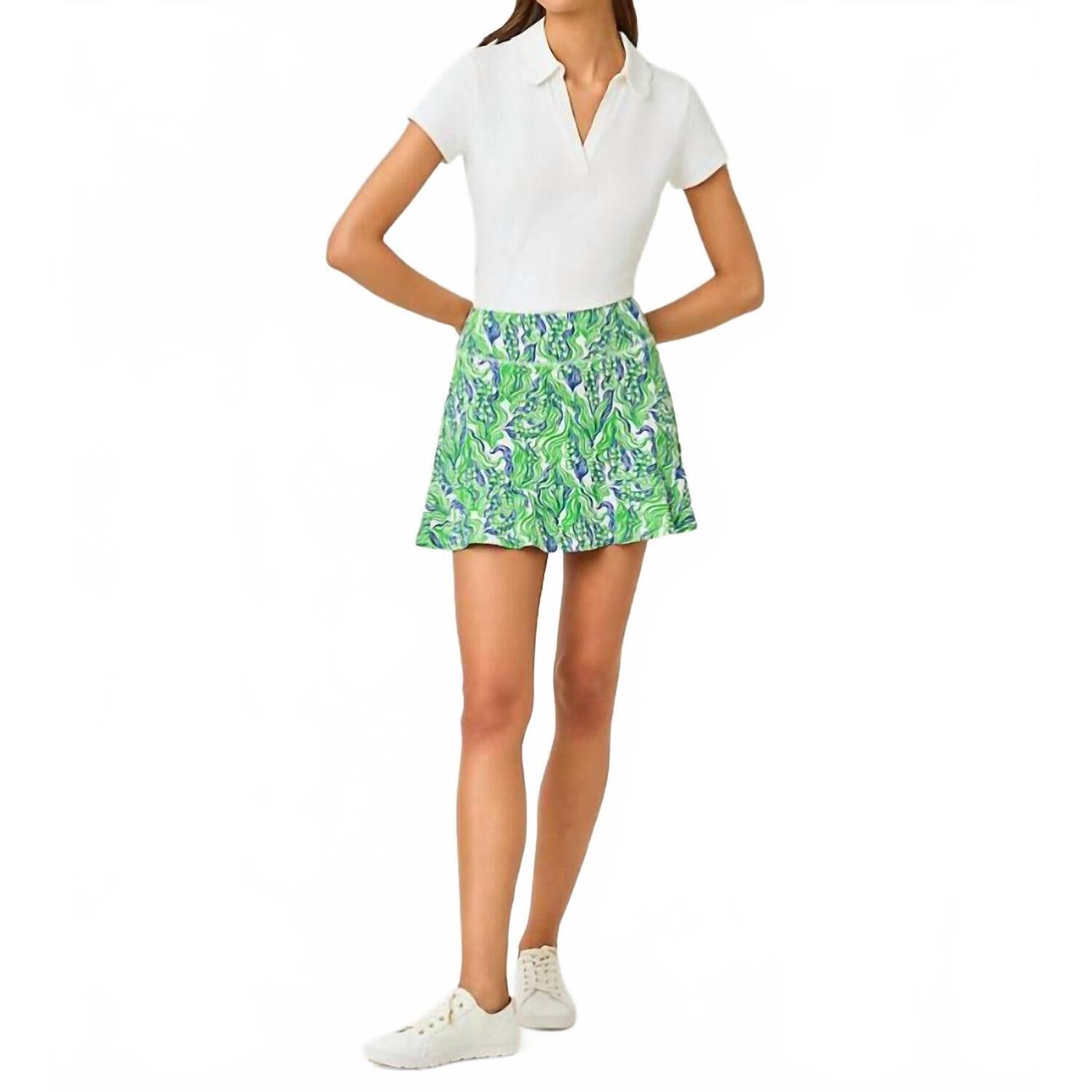 New Lilly Pulitzer Zadora Upf 50+ High Rise Skort In Putting Green Lilly Of The